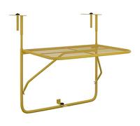 vidaXL Table de Balcon Table Basse Suspendue Table d'Appoint Pliable Meuble de Jardin Rampe Terrasse Patio Extérieur Doré 60x40 cm Acier