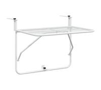 vidaXL Table de Balcon Table Basse Suspendue Table d'Appoint Pliable Meuble de Jardin Rampe Terrasse Patio Extérieur Blanc 60x40 cm Acier