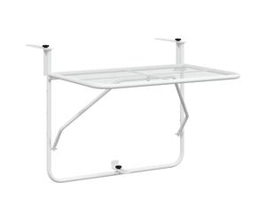 vidaXL Table de Balcon Table Basse Suspendue Table d'Appoint Pliable Meuble de Jardin Rampe Terrasse Patio Extérieur Blanc 60x40 cm Acier