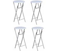vidaXL Table de bar 4 pièces – dessus en MDF blanc