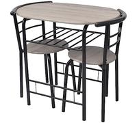 vidaXL Table de Bar avec 2 chaises et tabourets pour Salle à Manger, Cuisine compacte Argenté/Noir