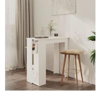 vidaXL Table de bar avec étagère 102 x 50 x 103,5 cm Blanc Aggloméré