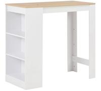 vidaXL Table de bar avec étagère Blanc 110x50x103 cm