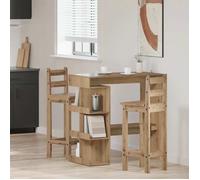 vidaXL Table de bar 856759 – chêne artisanal, étagère de rangement, 100×48×101,5 cm