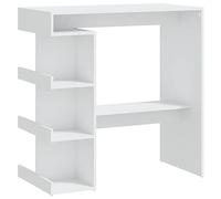 vidaXL Table de Bar avec Étagère de Rangement, Table à Manger, Table de Bistro, Meuble de Cuisine Intérieur, Blanc Bois d'Ingénierie