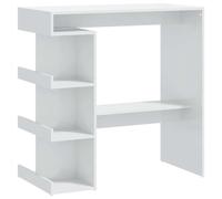 vidaXL Table de Bar avec Etagère de Rangement Table de Bistro Meuble de Cuisine Table de Salle à Manger Intérieur Blanc Brillant 100x50x101,5cm