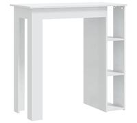vidaXL Table de Bar avec Étagère, Table à Manger, Table de Bistro, Meuble de Réception Cuisine Maison Intérieur, Blanc Brillant Bois d'Ingénierie