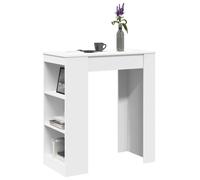 Vidaxl Table De Bar Avec Étagères Blanc Bois D'ingénierie Blanc