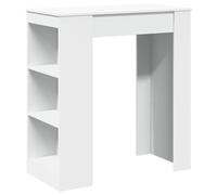 Vidaxl Table De Bar Avec Étagères Blanc Bois D'ingénierie Blanc