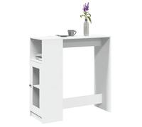 vidaXL Table de bar avec étagères blanc bois d'ingénierie, table de pub, table haute, table de tabouret de bar, table de bar 854364
