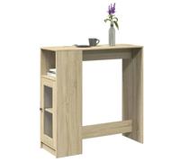 vidaXL Table de bar avec étagères chêne sonoma bois d'ingénierie, table de pub, table haute, table de tabouret de bar, table 854366