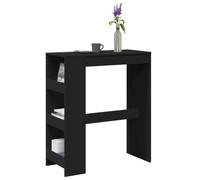 vidaXL Table de Bar avec étagères Noir Bois d'ingénierie, Table de pub, Table Haute, Table de Tabouret de Bar, Table de Bar de Cuisine