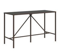 vidaXL Table de bar avec plateau en verre brun 180x70x110 cm Poly rotin