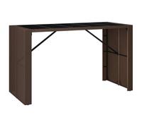 vidaXL Table de bar avec plateau en verre brun 185x80x110 cm Poly rotin