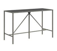 vidaXL Table de bar avec plateau en verre Gris 180x70x110 cm Poly rotin