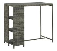 vidaXL Table de bar avec étagère 120x60x110 cm poly rotin gris