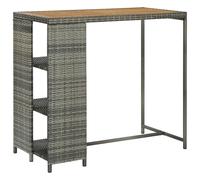 vidaXL Table de bar avec rangement Résine tressée 120x60x110 cm Gris