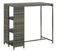vidaXL Table de bar avec rangement Gris 120x60x110 cm Résine tressée