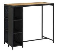 vidaXL Table de bar avec rangement Noir 120x60x110 cm Résine tressée