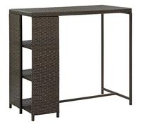 vidaXL Table de Bar avec Rangement Table de Salle à Manger Cuisine Pub Jardin Restaurant Maison Extérieur Marron 120x60x110 cm Résine Tressée