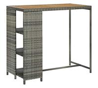 vidaXL Table de bar avec rangement Résine tressée 120x60x110 cm Gris