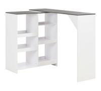 vidaXL Table de bar avec tablette amovible Blanc 138 x 40 x 120 cm