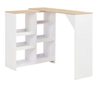 Table De Bar Ajustable Avec Étagère Amovible Bois Contreplaqué Blanc 138x39x110 Cm Blanc