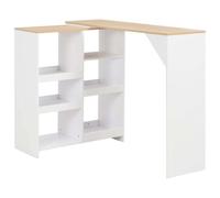 vidaXL Table de bar avec tablette amovible Blanc 138 x 40 x 120 cm
