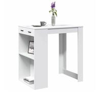 vidaXL Table de Bar Blanc 102x70x103,5 cm Bois d'ingénierie, Table de pub, Table Haute, Table de Tabouret de Bar, Table de Bar de Cuisine