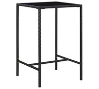 vidaXL Table de bar de jardin Noir 70x70x110cm Résine tressée et verre