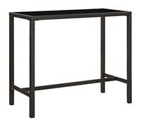 vidaXL Table de Bar de Jardin Table de Pub de Patio Table de Comptoir de Terrasse Meuble d'Extérieur Marron 130x60x110 cm Résine Tressée et Verre