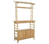 vidaXL Table de bar d'extérieur avec rangement naturel 110 x 50 x 210 cm en bambou, mobilier élégant, moderne et durable pour les espaces de vie contemporains - Des designs innovants qui mettent en