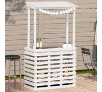 Vidaxl Table De Bar D'extérieur Avec Toit Blanc Bois Massif