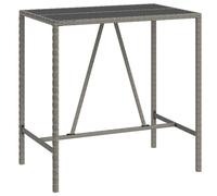 Vidaxl Table De Bar Et Dessus En Verre Gris 110x70x110 Cm Poly Rotin