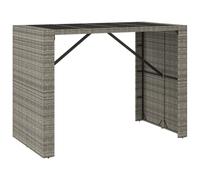 Vidaxl Table De Bar Et Dessus En Verre Gris 145x80x110 Cm Poly Rotin