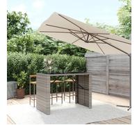 Vidaxl Table De Bar Et Dessus En Verre Gris 145x80x110 Cm Poly Rotin