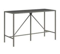Vidaxl Table De Bar Et Dessus En Verre Gris 180x70x110 Cm Poly Rotin