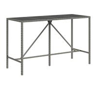 vidaXL Table de bar avec dessus en verre gris 180x70x110 cm poly rotin
