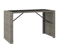 Vidaxl Table De Bar Et Dessus En Verre Gris 185x80x110 Cm Poly Rotin