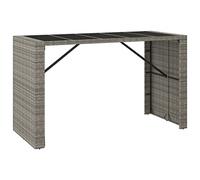 vidaXL Table de Bar et Dessus en Verre Gris 185x80x110 cm Poly rotin, Table de fête, Table de pub, Table de Bar de Petit déjeuner, Table de bistrot
