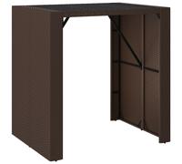 Vidaxl Table De Bar Et Dessus En Verre Marron 105x80x110 Cm Poly Rotin