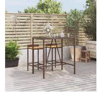 vidaXL Table de bar 362587 - poly rotin marron, plateau en verre 110x70x110 cm