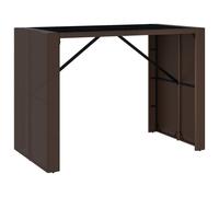Vidaxl Table De Bar Et Dessus En Verre Marron 145x80x110 Cm Poly Rotin