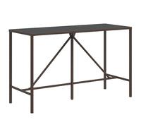 Vidaxl Table De Bar Et Dessus En Verre Marron 180x70x110 Cm Poly Rotin