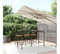 Vidaxl Table De Bar Et Dessus En Verre Marron 180x70x110 Cm Poly Rotin
