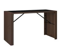 Vidaxl Table De Bar Et Dessus En Verre Marron 185x80x110 Cm Poly Rotin