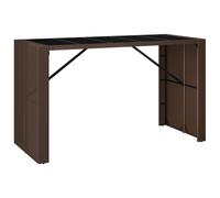 Vidaxl Table De Bar Et Dessus En Verre Marron 185x80x110 Cm Poly Rotin