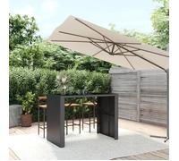 Table de bar et dessus en verre noir 105x80x110 cm poly rotin vidaXL