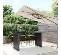 vidaXL Table de bar et dessus en verre noir 185x80x110 cm poly rotin, table de fête, table de pub, table de bar de petit 362600