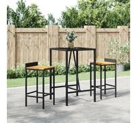 Vidaxl Table De Bar Et Dessus En Verre Noir 70x70x110 Cm Poly Rotin